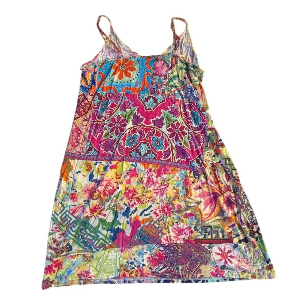 Johnny Was Talavera slip Dress Womens XL Floral Cami Boho V-Neck patchwork gown - Picture 7 of 7